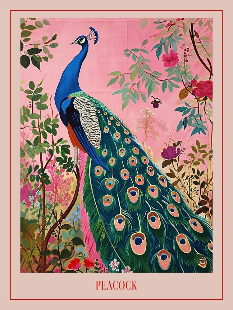 Floral Animal Painting Peacock 1 Poster