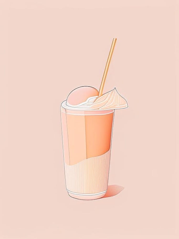 Milkshake à la Pêche Produit Laitier Dessin au Trait Minimaliste 1