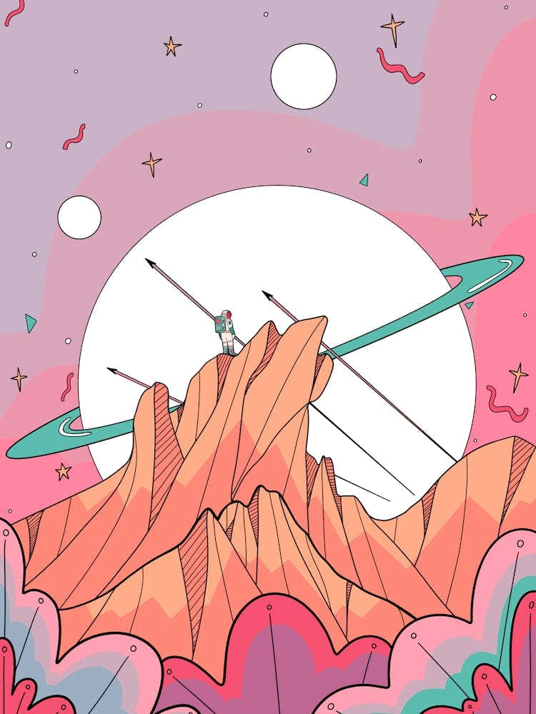 Astronaut On Mountain Peak