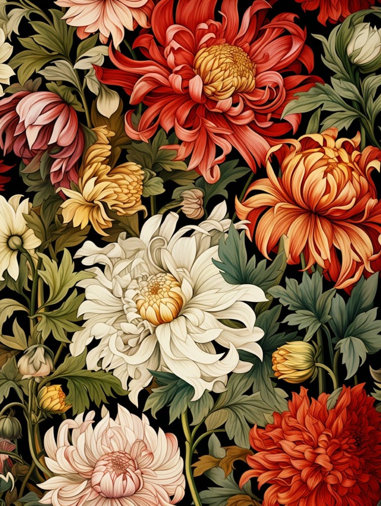 Chrysanthemums Floral Pattern