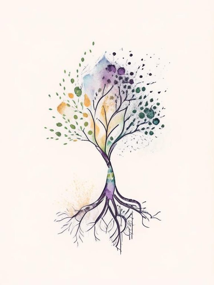Family Tree Symbol Minimal Watercolour
