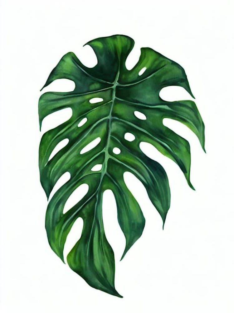 Swiss Cheese Plant (Monstera Deliciosa) Watercolor