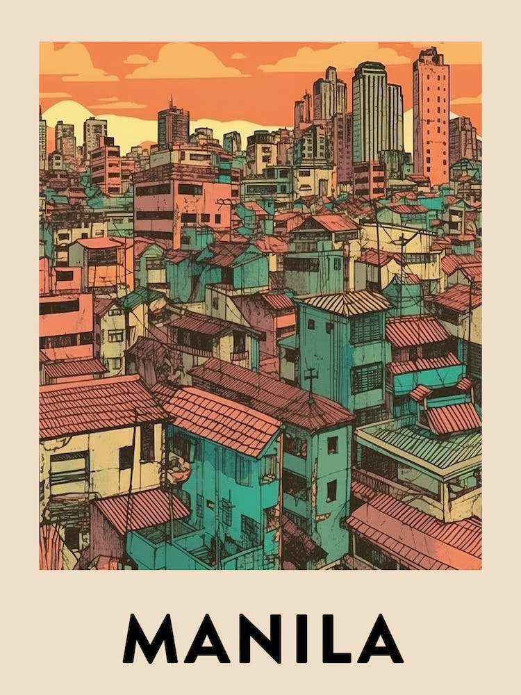 Manila 4 Vintage Travel Poster
