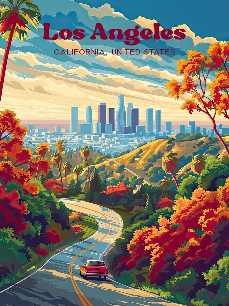 Los Angeles California Retro Reisekunst