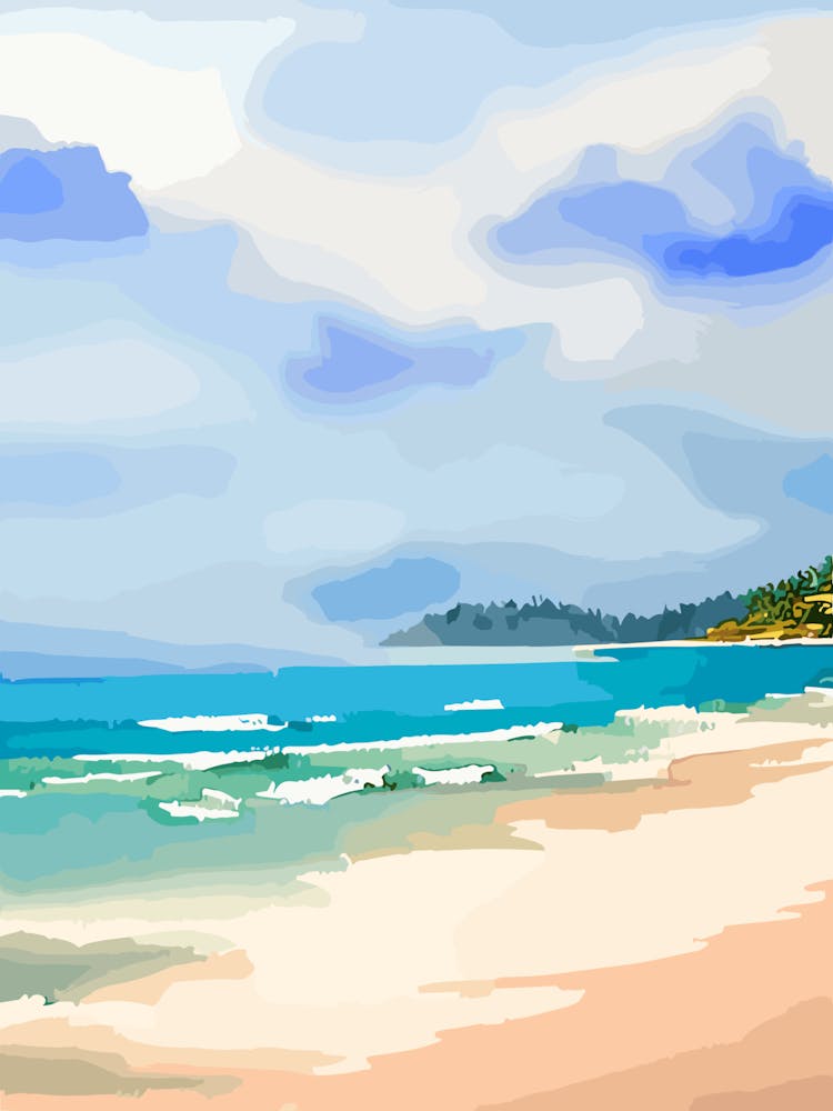 Mirissa Beach, Sri Lanka Watercolour