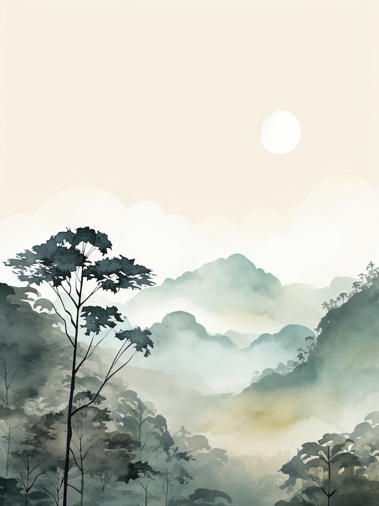 Watercolour Of Danum Valley Conservation Area   Borneo Malaysia 2