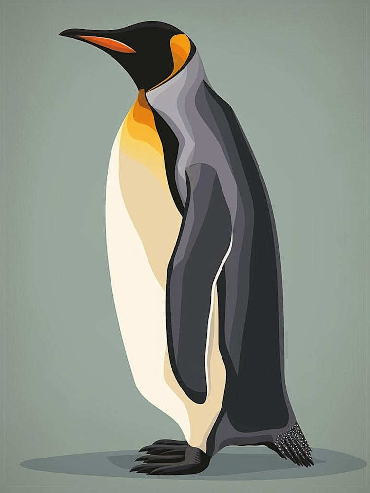 King Penguin Santiago Island Minimalist Illustration 2