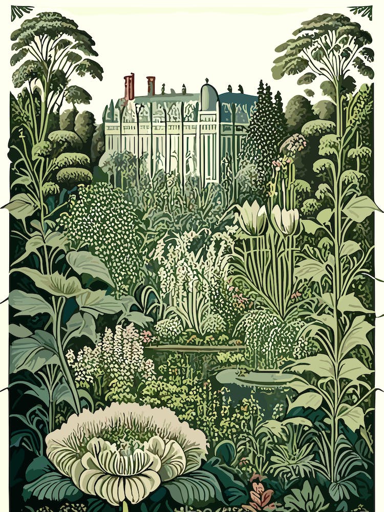 Nymphenburg Palace Gardens 1, Germany Vintage Botanical