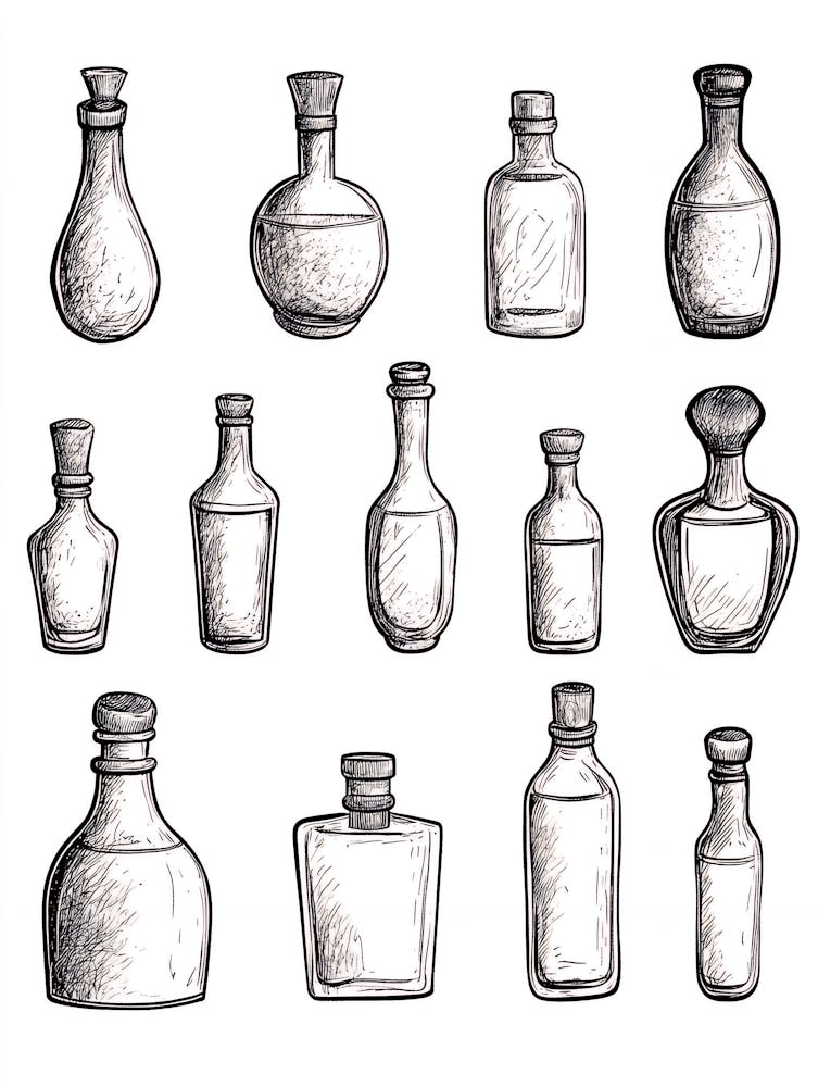 Hand Drawn Bottles