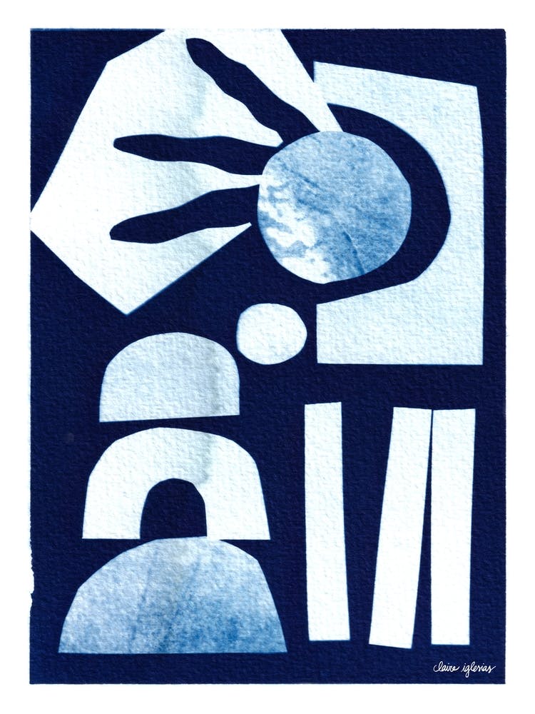 Blue Cyanotype Abstract Collage 3
