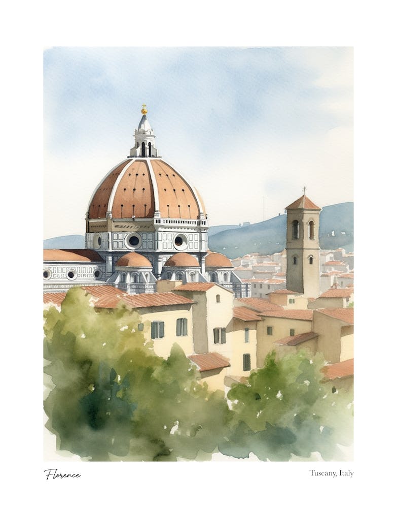 Florence, Tuscany, Italy 3 Watercolour Travel Poster