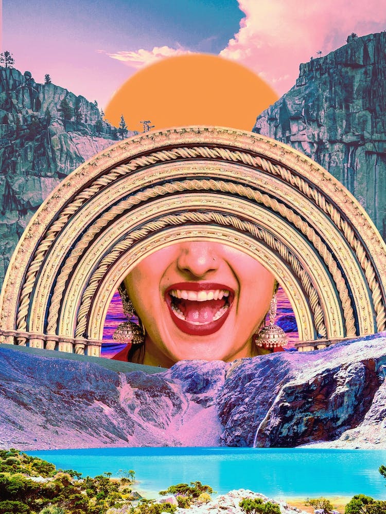 Golden Rainbow Retro Collage