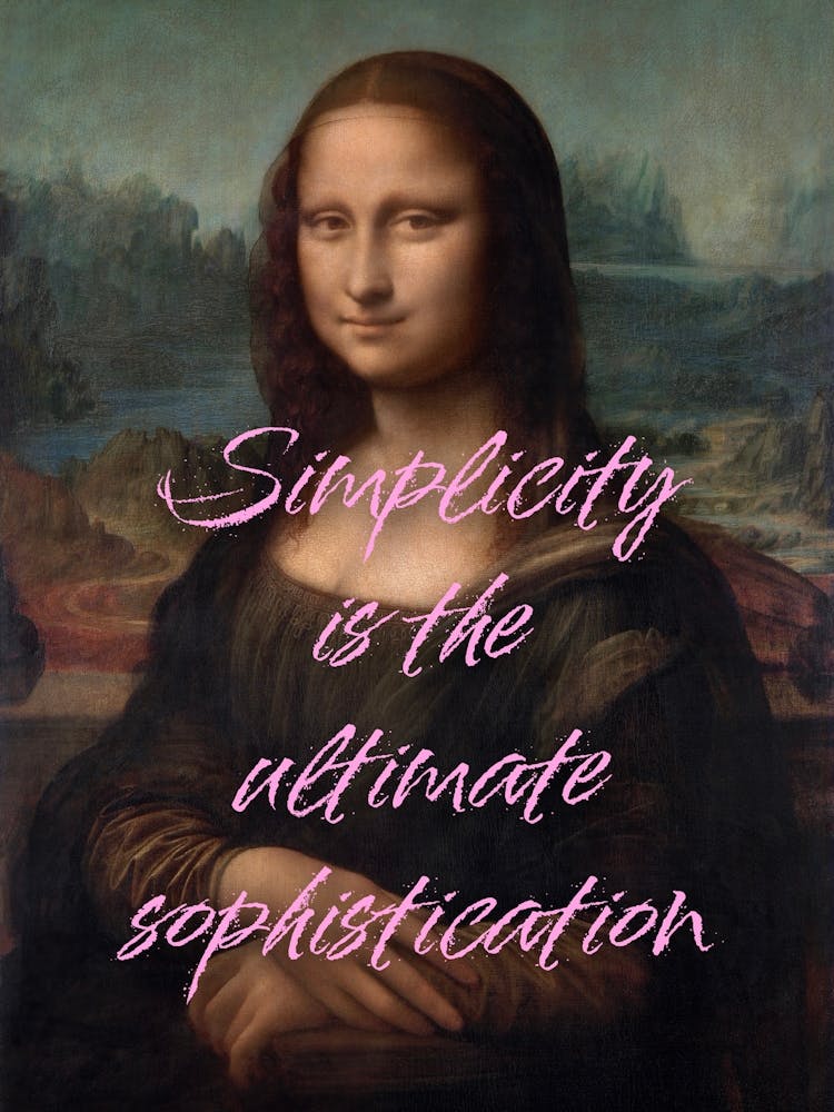 Mona Lisa altered vintage art, simplicity is the ultimate sophistication