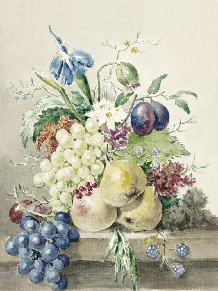 Still Life Of Flowers And Fruits, Jean Bernard