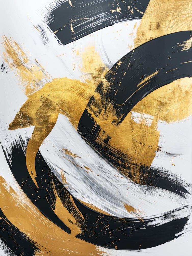 Abstract Gold And Black Painting 5