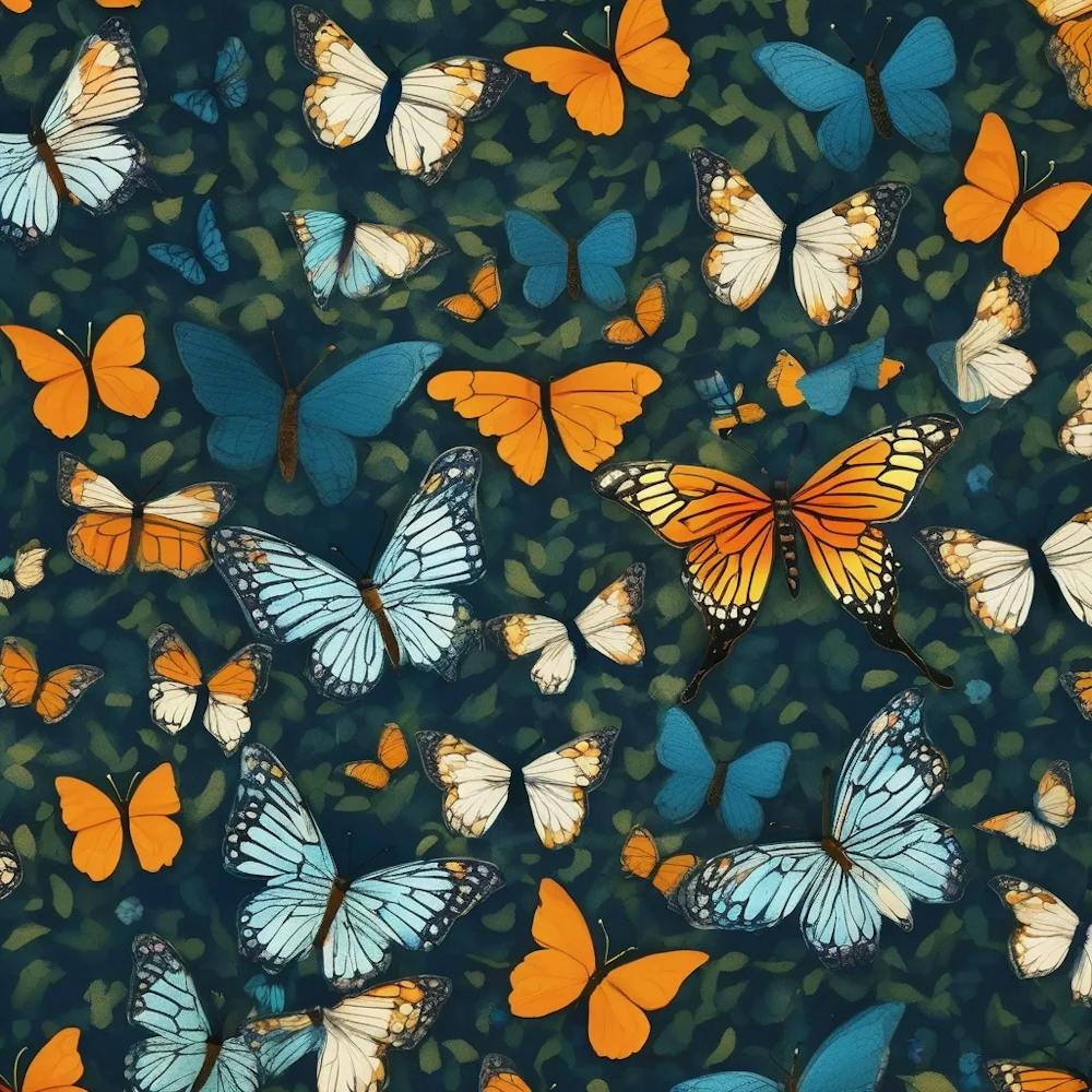Butterflies On A Blue Background 1