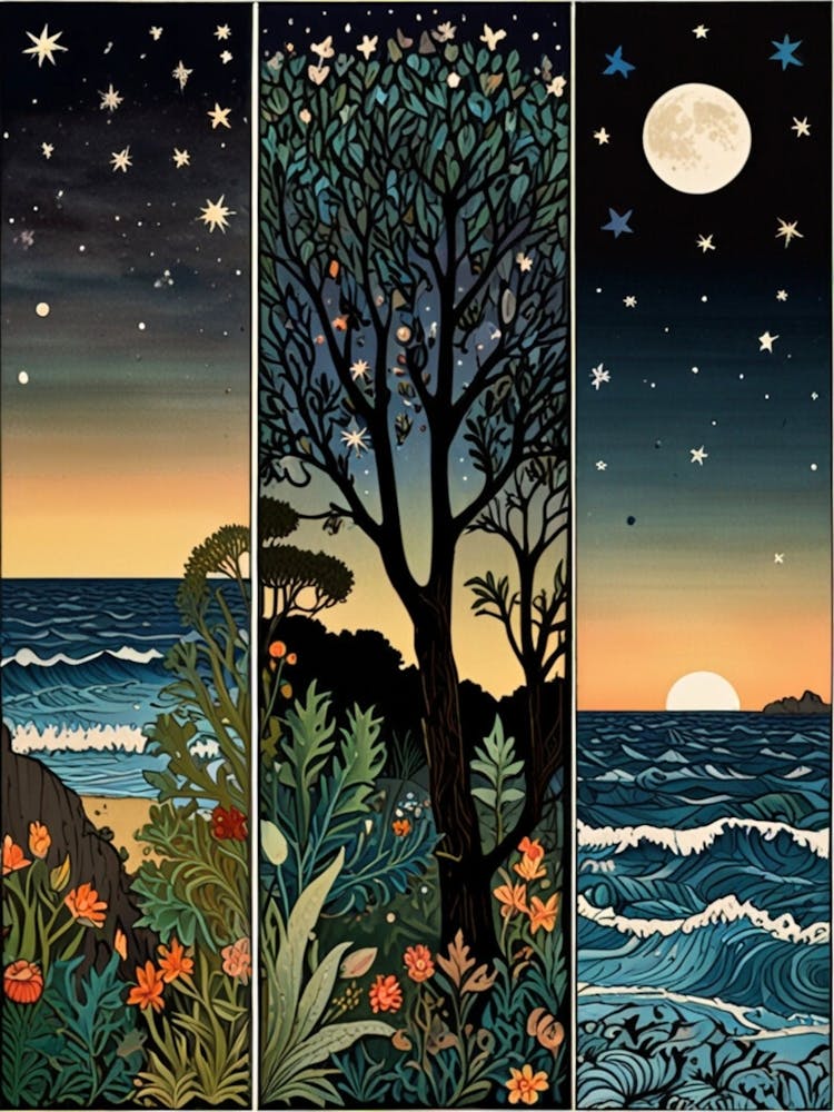 William Morris Night At The Beach 1