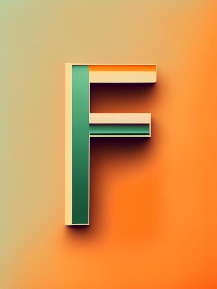 F, Letter, Alphabet Retro Minimal
