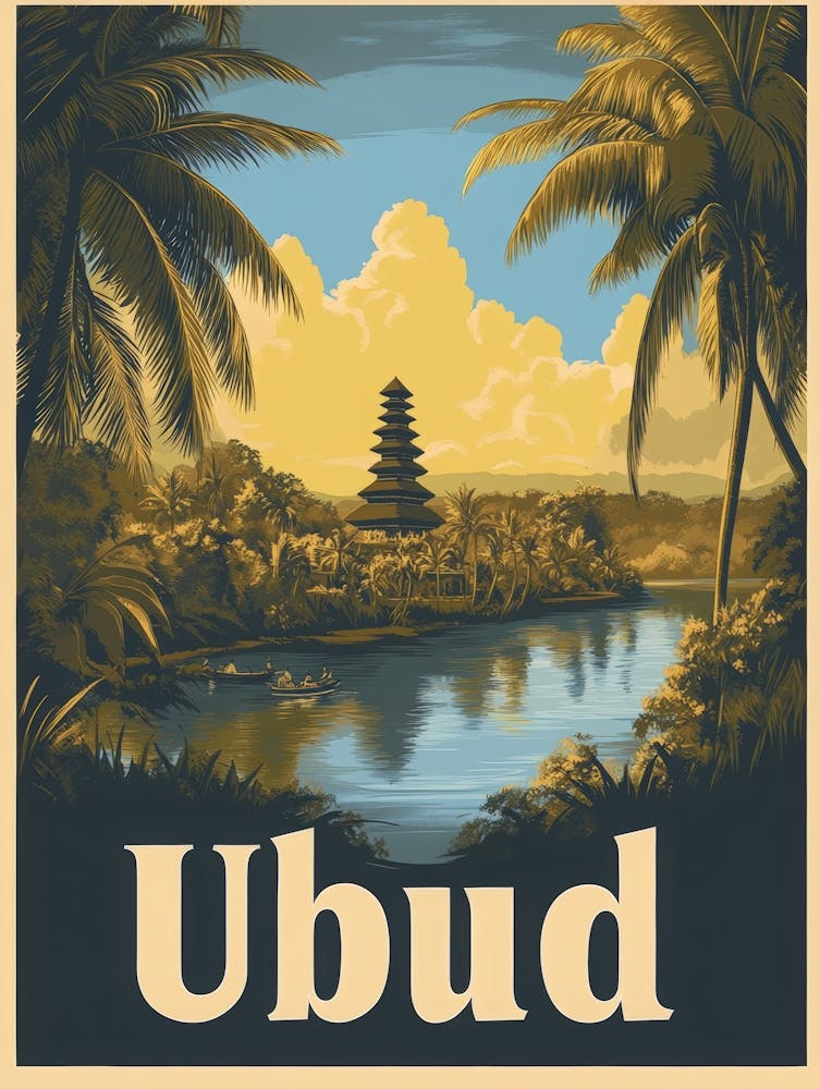 Aihrgdesign A Retro Travel Poster For Ubud