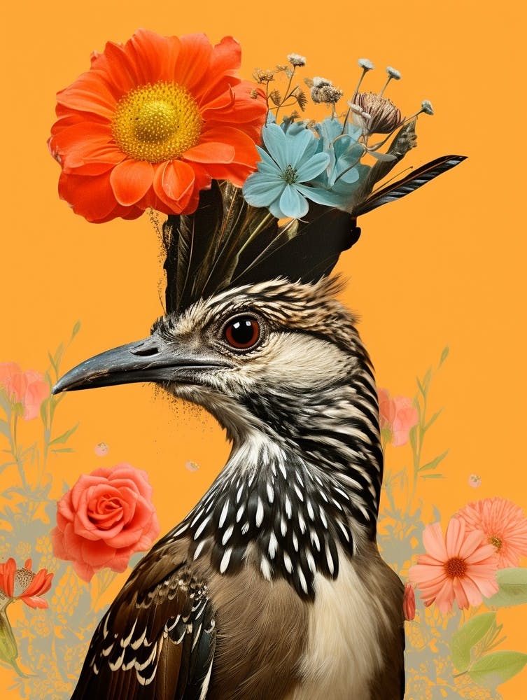 Oiseau avec une couronne de fleurs - Grand Géocoucou 3