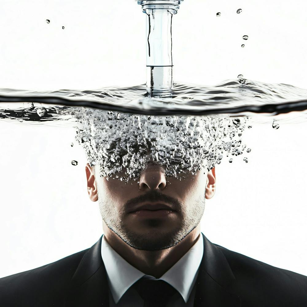 Businessman With Water Coming Out Of His Head