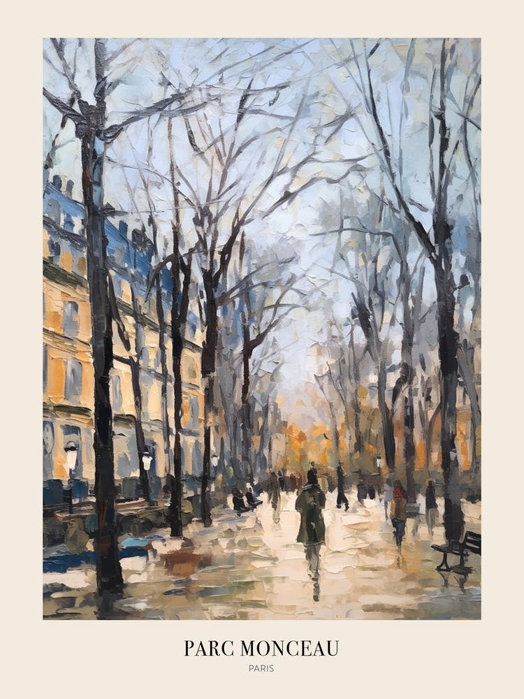 Winter City Park Poster Parc Monceau Paris France 3