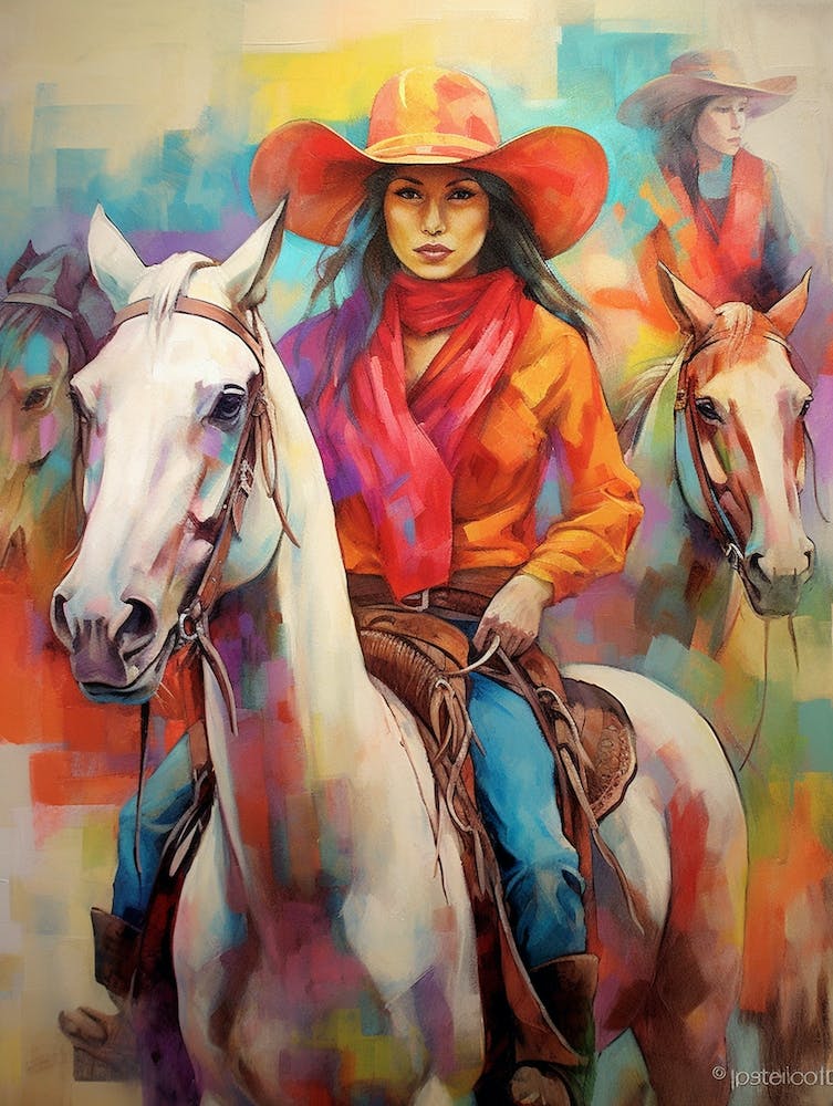 Cowgirl With Horse Illustration 1