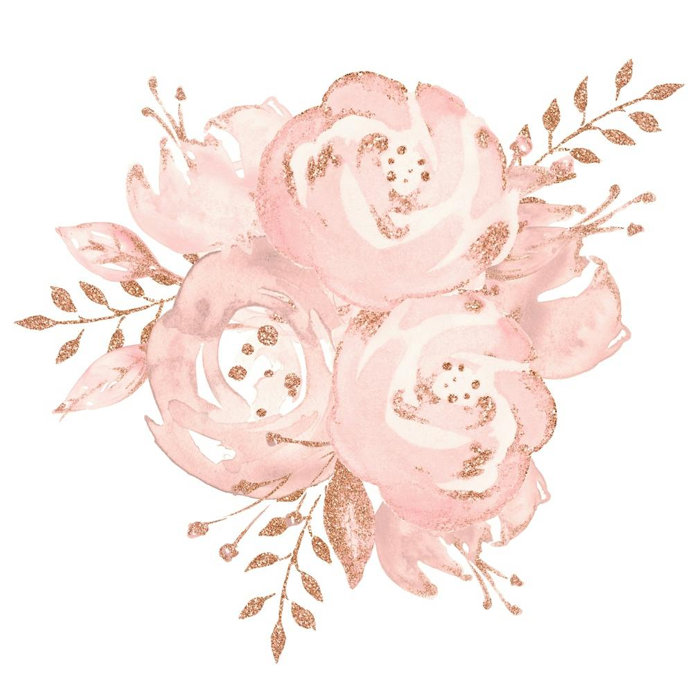 Pink Roses On White Rose Gold