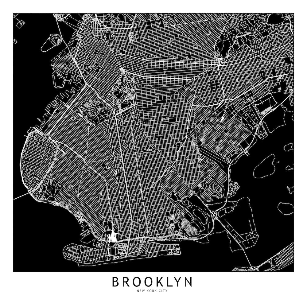 Brooklyn Black And White Map Square