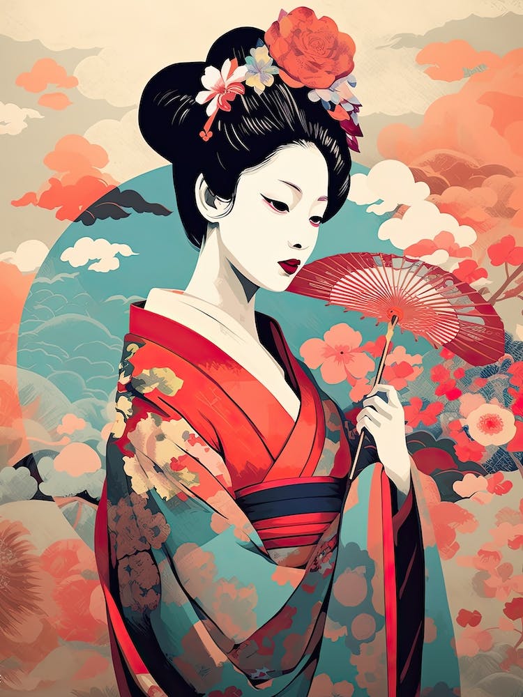 Geisha Flat Illustration  2