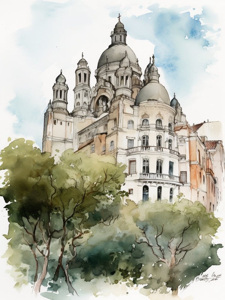 Monserrat Montevideo Uruguay Neighborhood, Watercolour 4