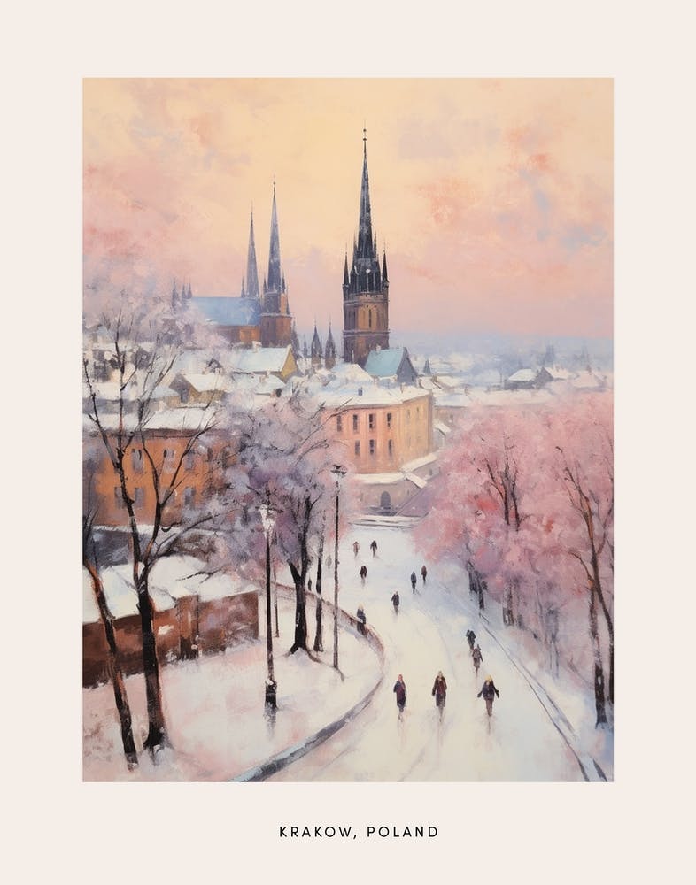 Dreamy Winter Painting Poster Krakow Poland 4