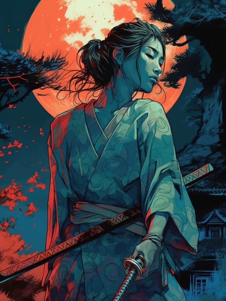 Samurai Girl Painting