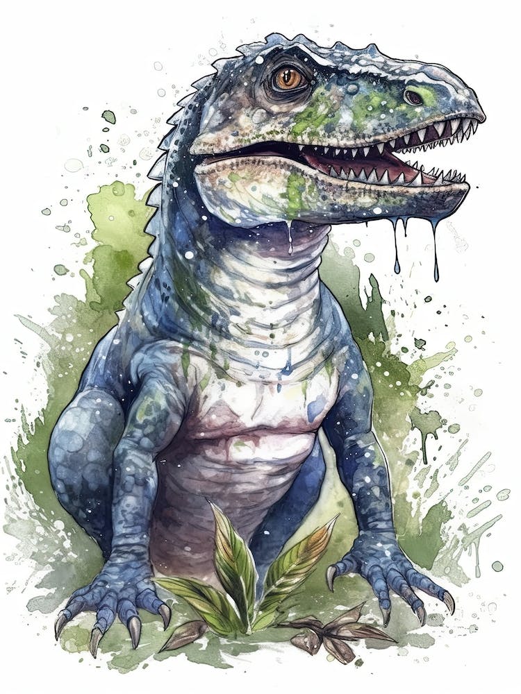Indominus Rex Cute Dinosaur Watercolour 1