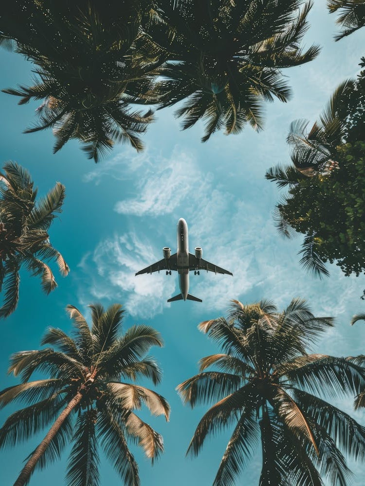 Airplane Flying Over Palm Trees 6