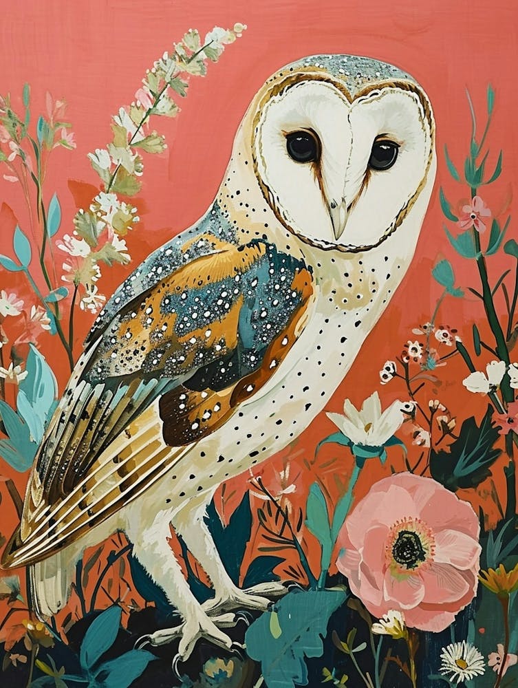 Peinture Animale Florale Hibou 2