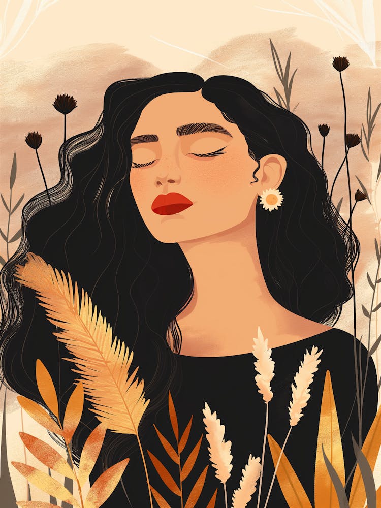 Illustration Of A Woman In Autumn