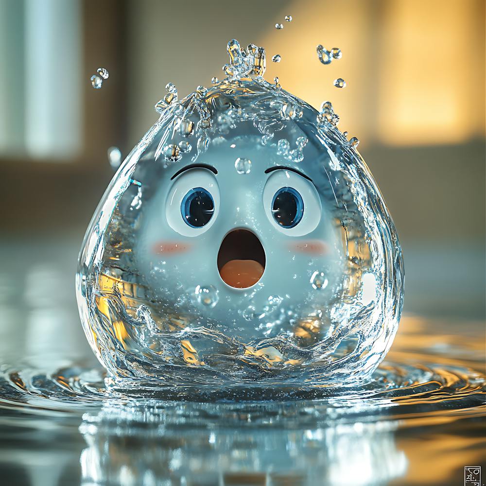 Animated Water Droplet Character 2