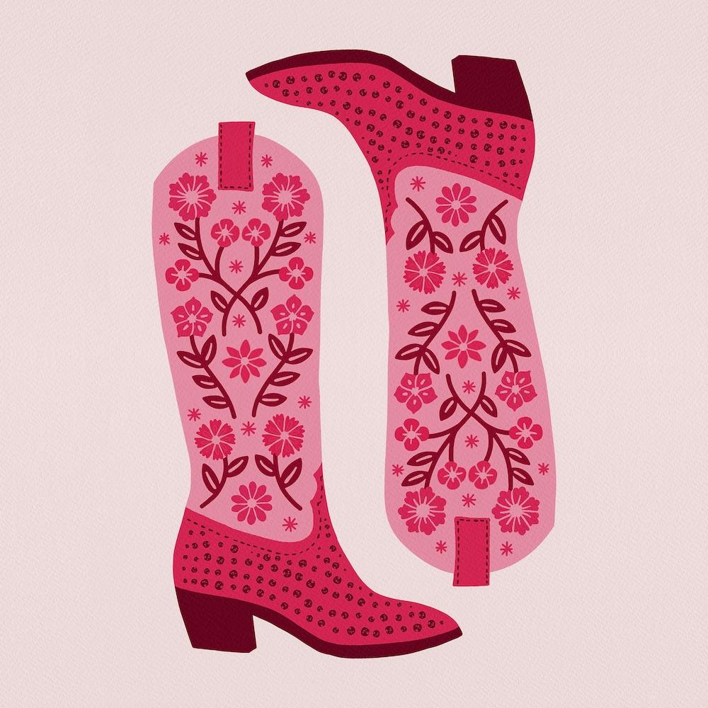 Cowgirl Boots   Hot Pink Monotone Square