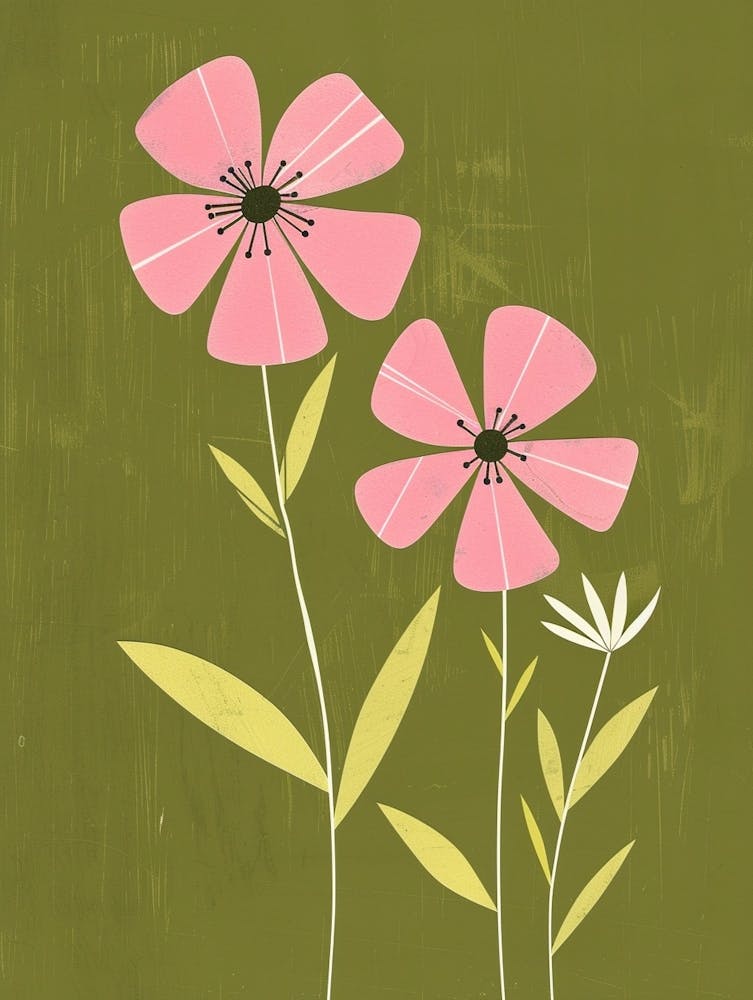 Pink & Green Flax Flower 2