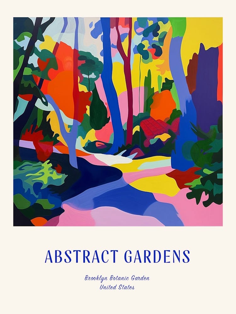 Colourful Gardens Brooklyn Botanic Garden Usa 2 Blue Poster