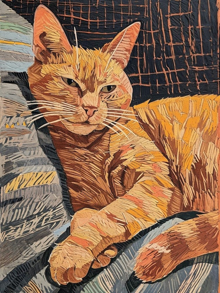 Chartreux Cat Relief Illustration 4