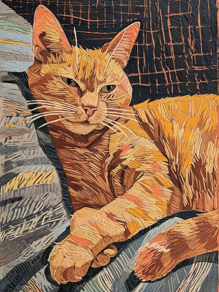 Chartreux Cat Relief Illustration 4