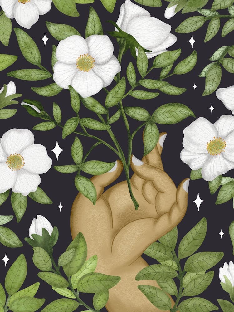 Beautiful evergreen rose goddess art