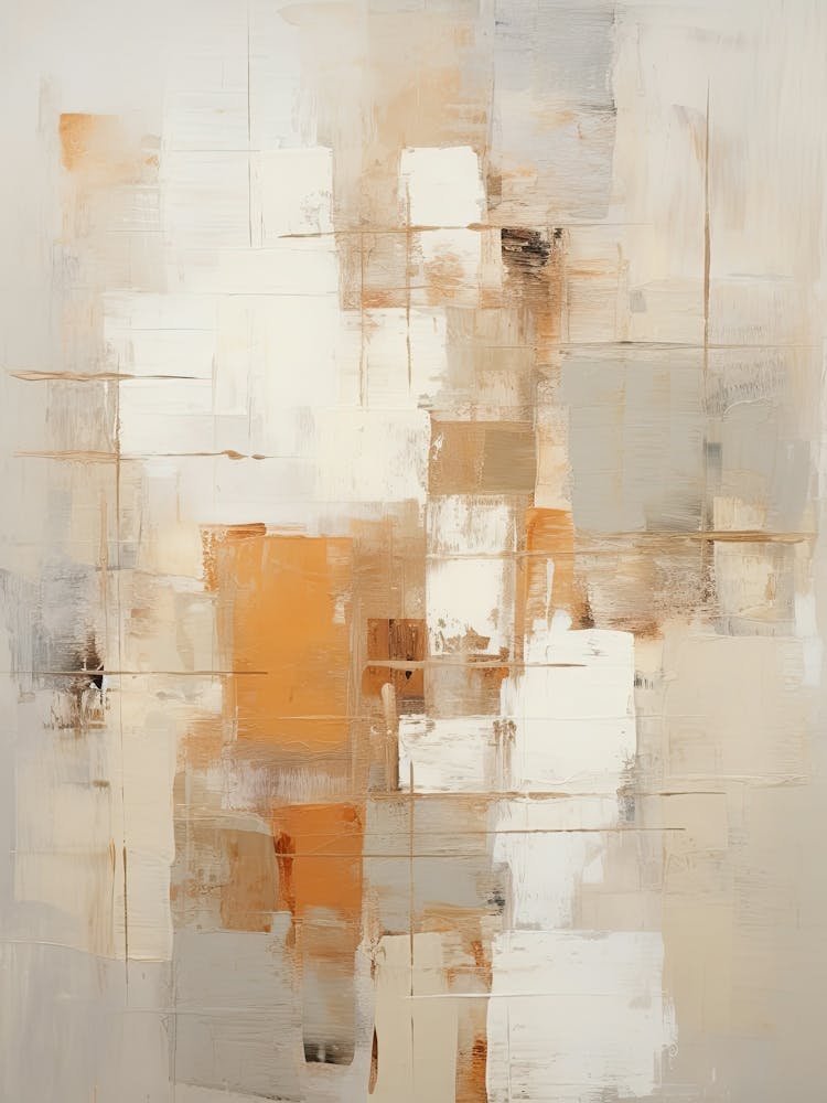Beige And Brown Abstract Raw Painting 0