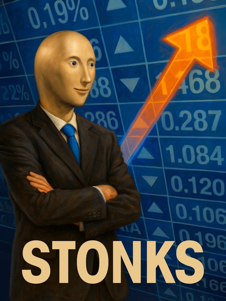 Stonks Meme Man Poster – Crypto, Finance, Success Vibes: Profit, memes, and the face of fake financial wisdom – this iconic stonks poster captures the internet’s take on money, bitcoin, and economics. Perfect for traders, investors, and anyone who knows success is sometimes just a meme away.
