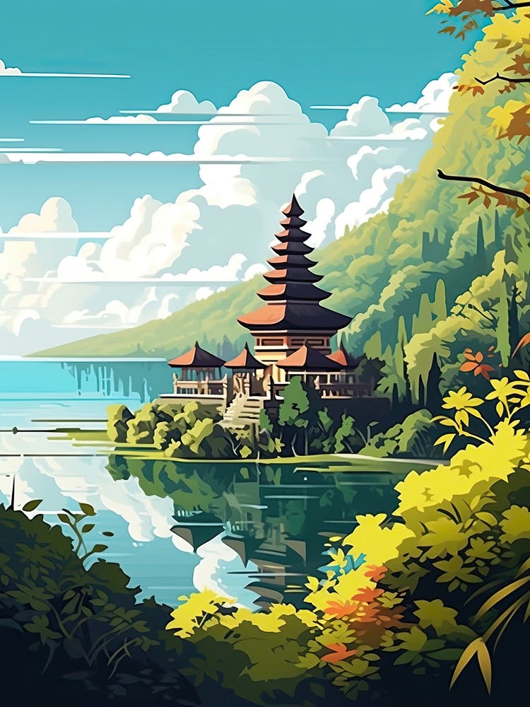 Bali, Indonesia, Flat Illustration 2