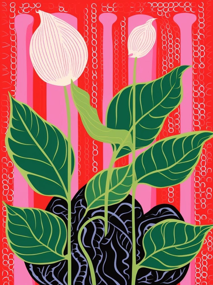 Pink And Red Plant Illustration Peace Lily 2