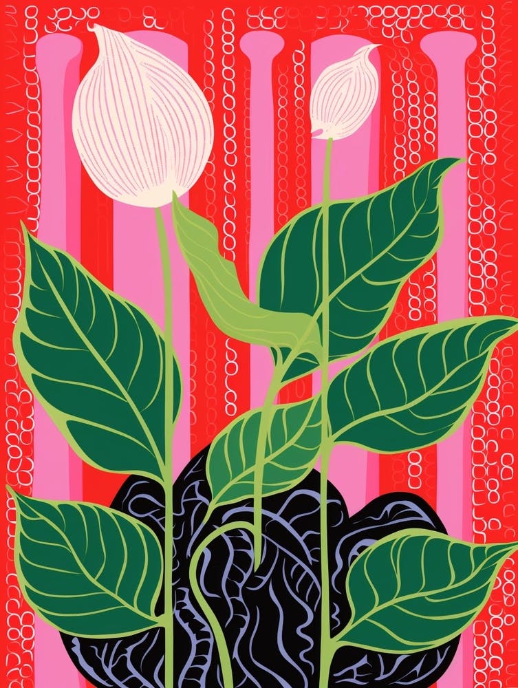 Pink And Red Plant Illustration Peace Lily 2