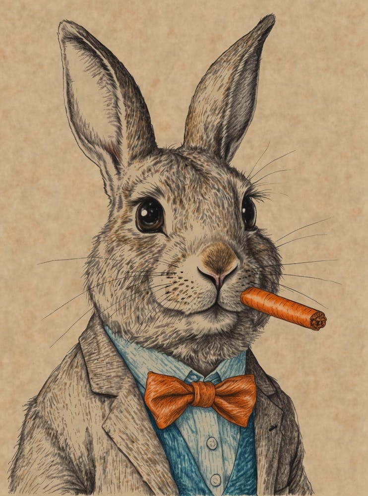 Rabbit Smoking Cigar 1 Art Print by PlayPlusFollow – Fy!